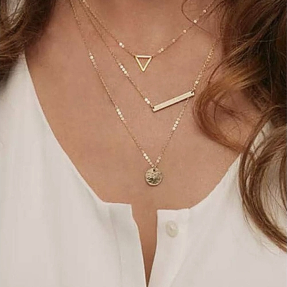 Gold Geometric Necklace Trio